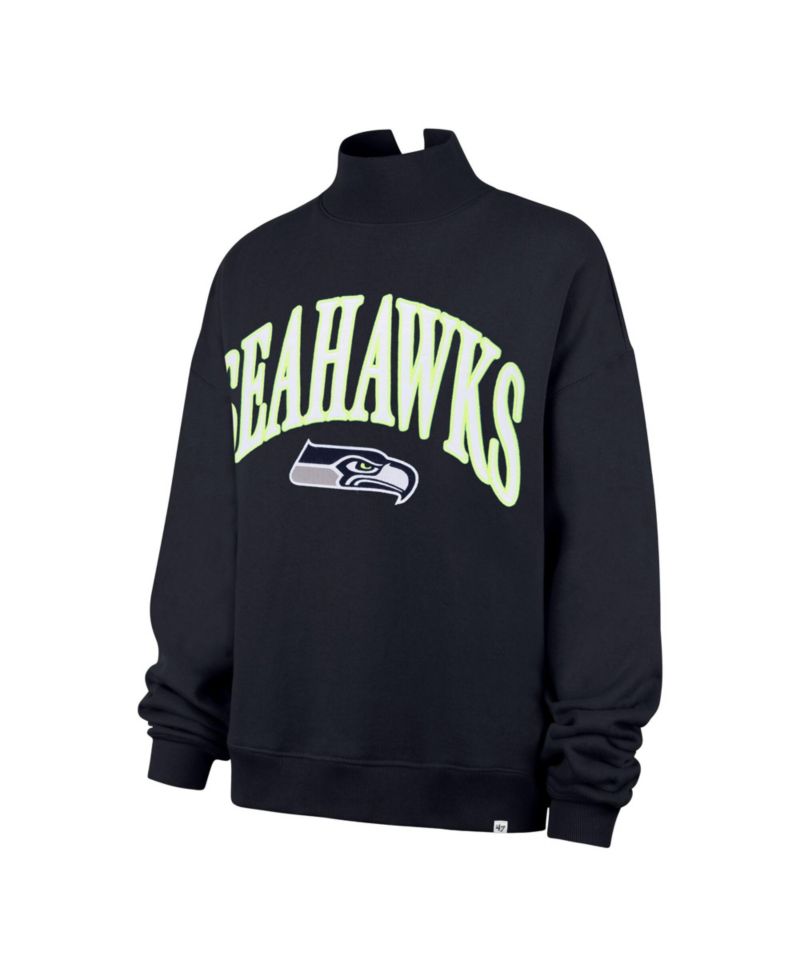 Women's Seattle Seahawks Vantage Mock-Neck Oversized Cropped Sweatshirt