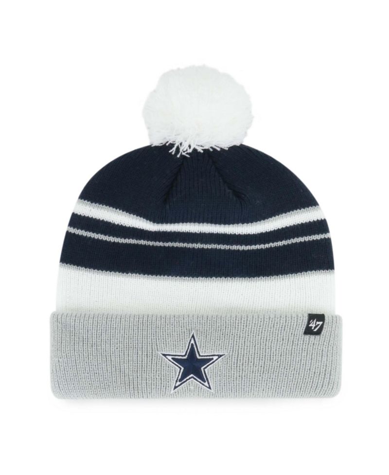 Big Boys and Girls Navy Dallas Cowboys Peewee Cuffed Knit Hat with Pom