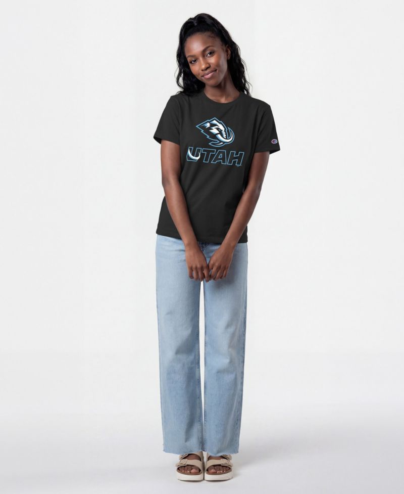 Women's Black Utah Mammoth Wordmark Lockup T-Shirt