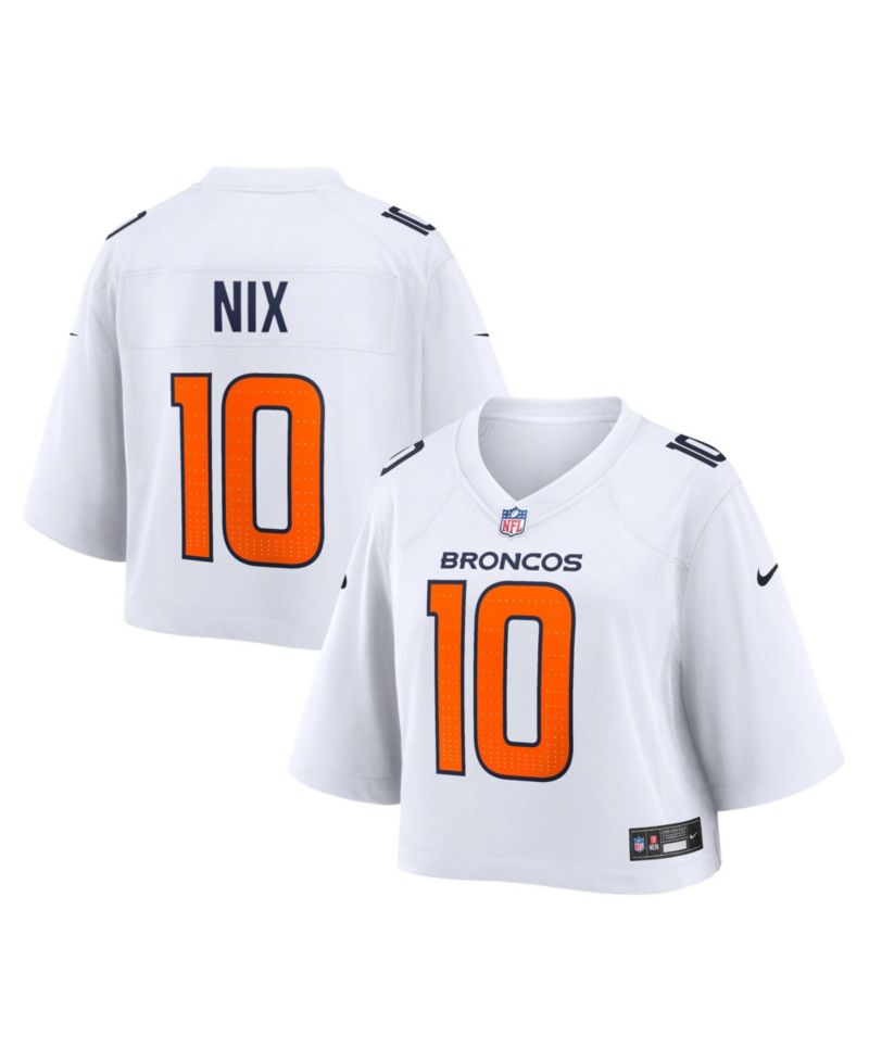Women's Bo Nix White Denver Broncos Cropped Fashion Game Jersey