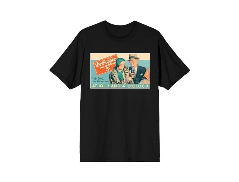 Men's Dr Pepper Vintage Advertisement Black Short Sleeve Tee-L