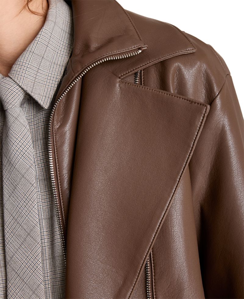 Women's Moto Asymmetrical Zip-Front High-Stand Collar Jacket