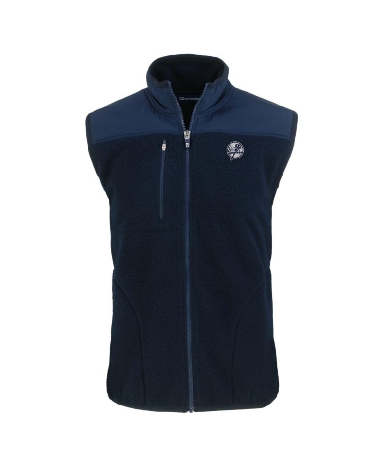 Men's Navy New York Yankees Cascade Eco Fleece Full-Zip Vest