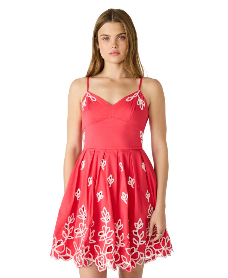 Juniors' Floral-Print Cutout Sweetheart-Neck Dress