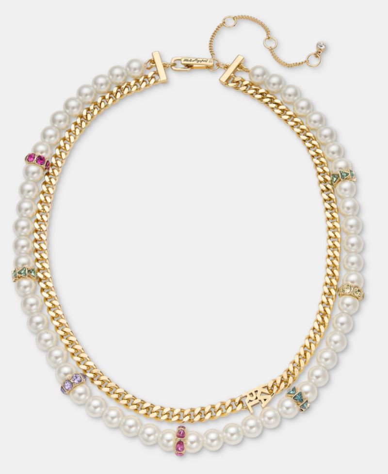 Crystal & Imitation Pearl Beaded Layered Collar Necklace, 16" + 3" extender