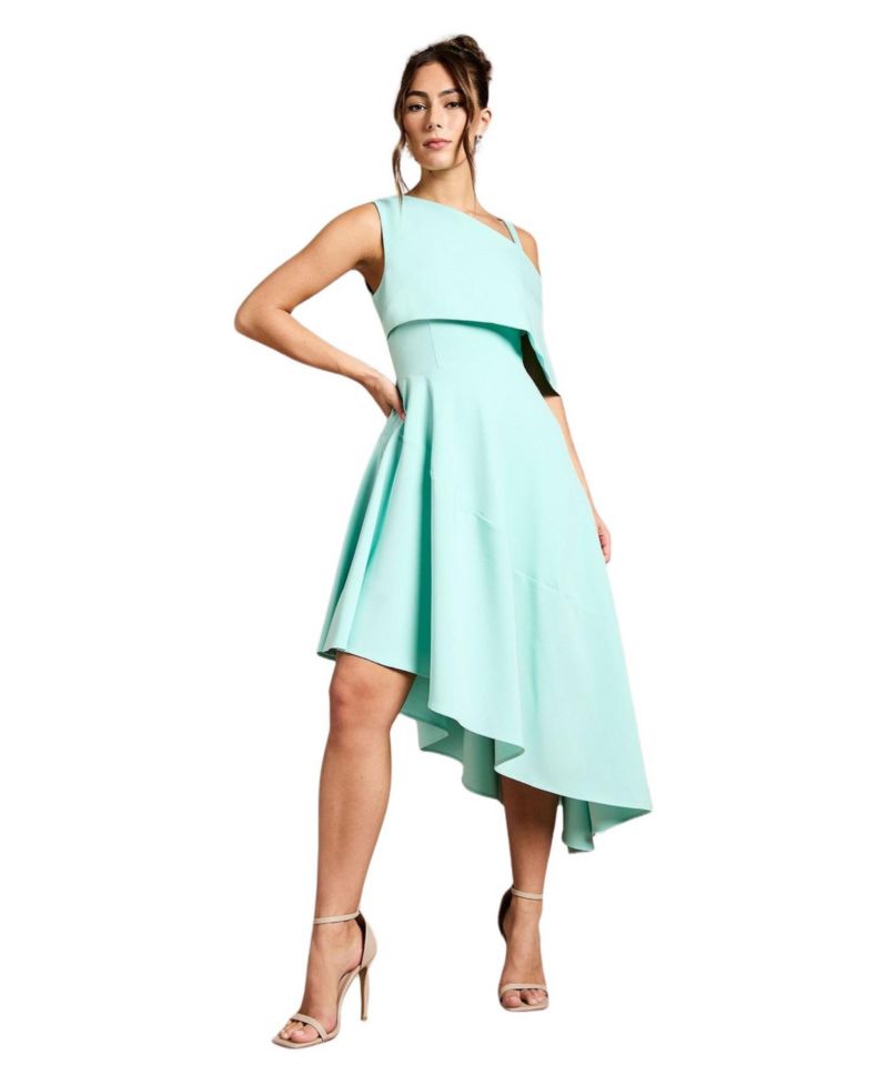 Women's Asymmetric Crepe Midi Dress