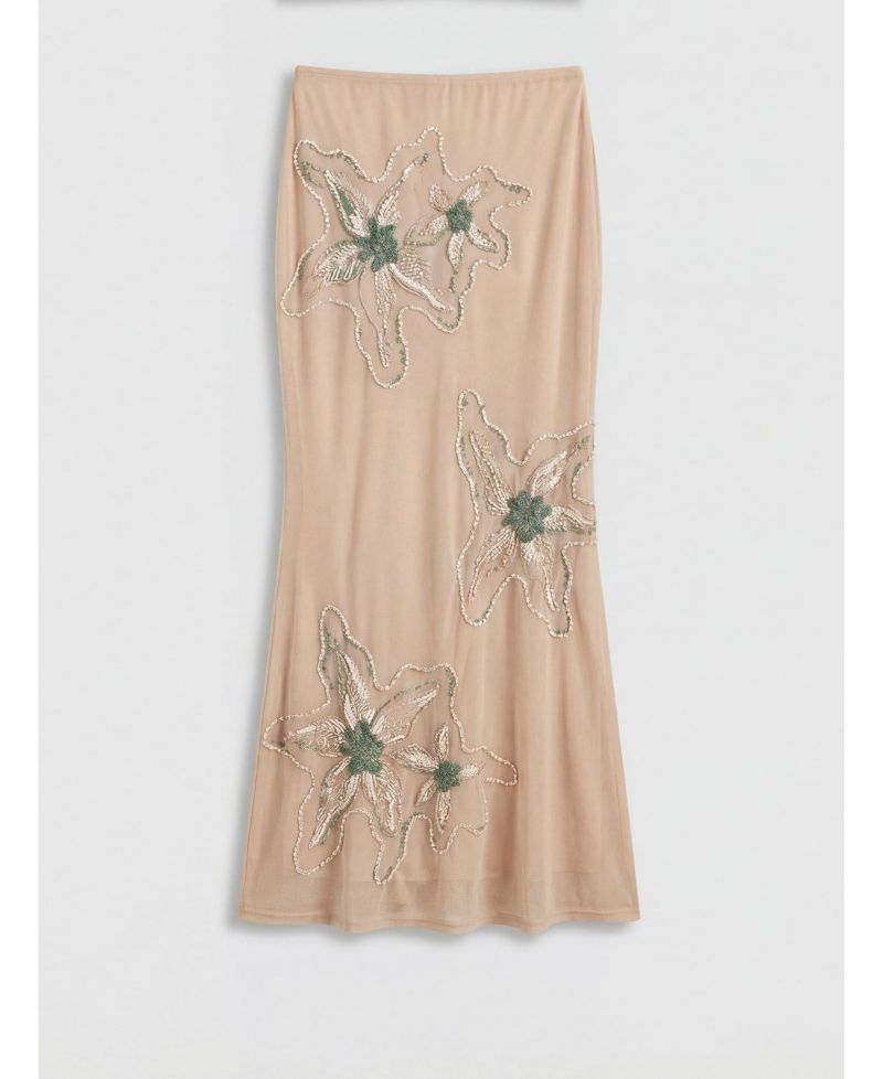 Women's Flower Embellished Maxi Wrap Skirt