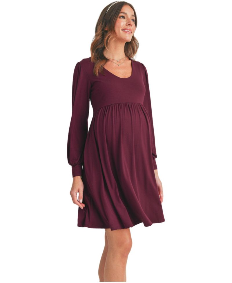 Women's Long Sleeve Empire Waist Scoop Neck Dress