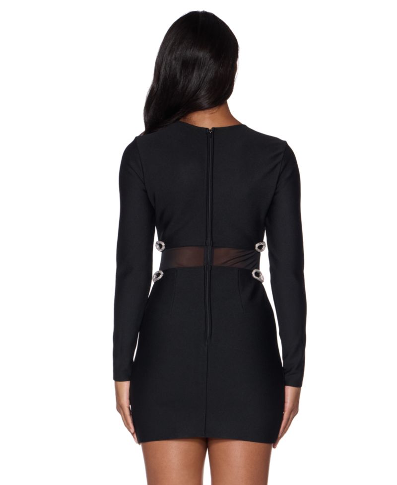 Juniors' Long-Sleeve Body-Con Mini Dress