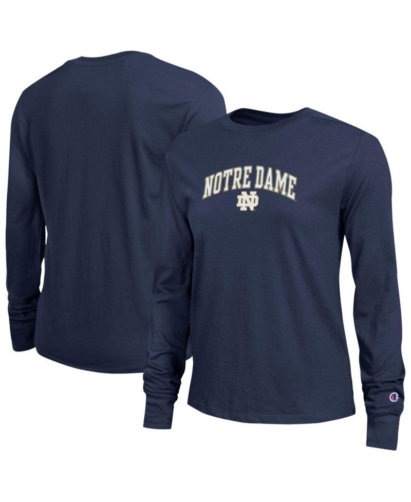 Women's Navy Notre Dame Fighting Irish Arch Over Logo Long Sleeve T-Shirt