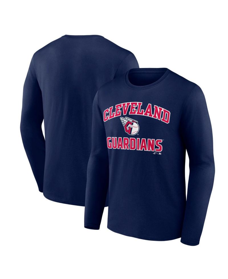 Men's Navy Cleveland Guardians Heart & Soul Long Sleeve T-Shirt
