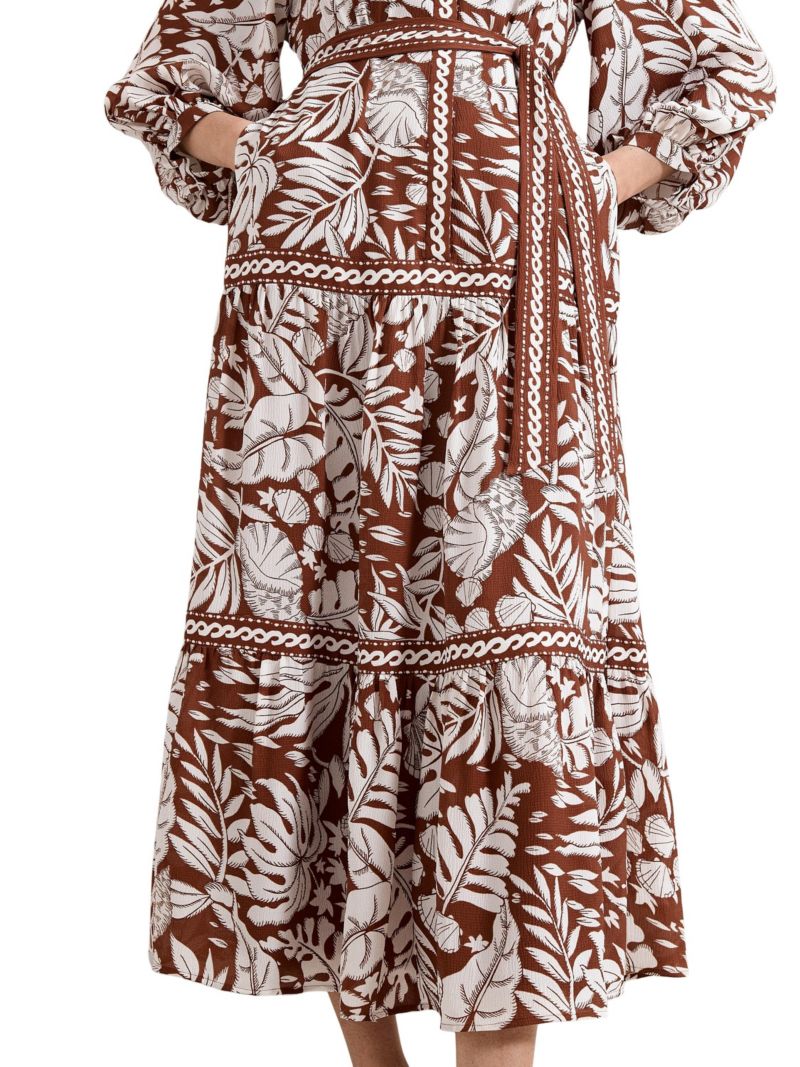 Women's Floral Print Midi Shirt Dress