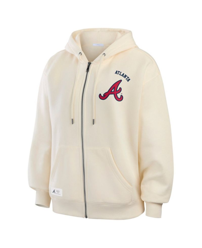 Women's Cream Atlanta Braves Full-Zip Hoodie