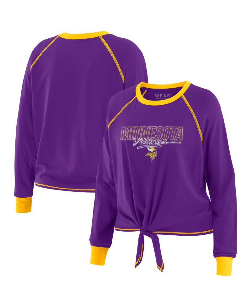 Women's Purple Minnesota Vikings Tie-Front Long Sleeve T-Shirt