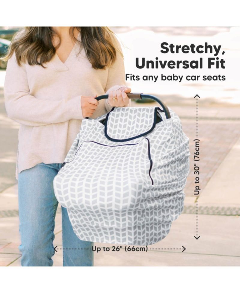 Warmzy Baby Car Seat Cover, Universal Stretch Fit Infant Carseat Covers for Babies, Winter Carseat Canopy
