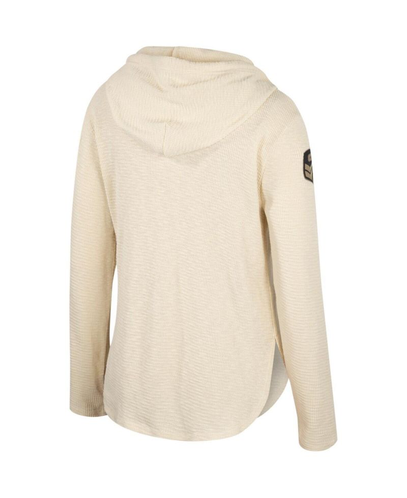Women's Cream Nebraska Huskers OHT Military Appreciation Casey Raglan Long Sleeve Hoodie T-Shirt