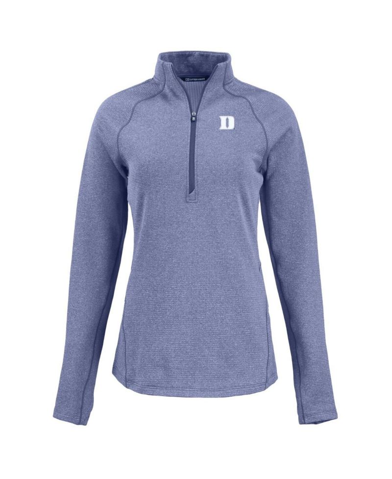 Women's Heather Blue Duke Blue Devils Peshastin Eco Fleece Half-Zip Tri-Blend Jacket