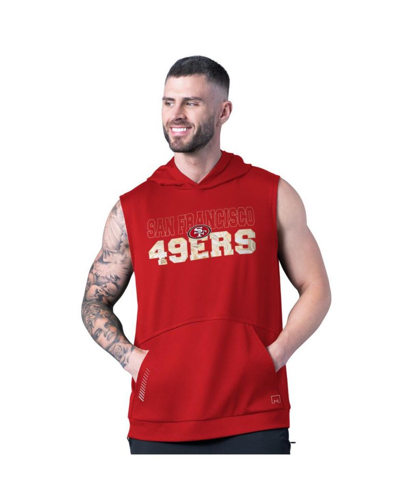 Men's Scarlet San Francisco 49ers Tri-Blend Rebound Sleeveless Hoodie
