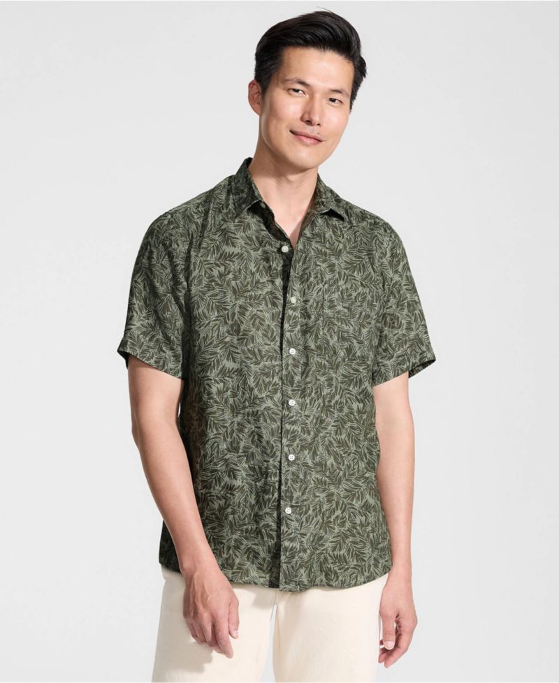 Men's Traditional Fit Short Sleeve Linen Shirt
