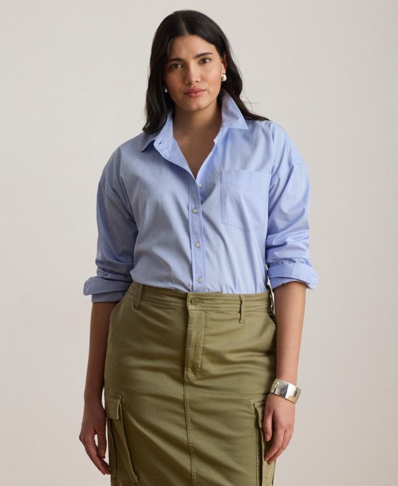 Women's Point Collar Striped Broadcloth Shirt