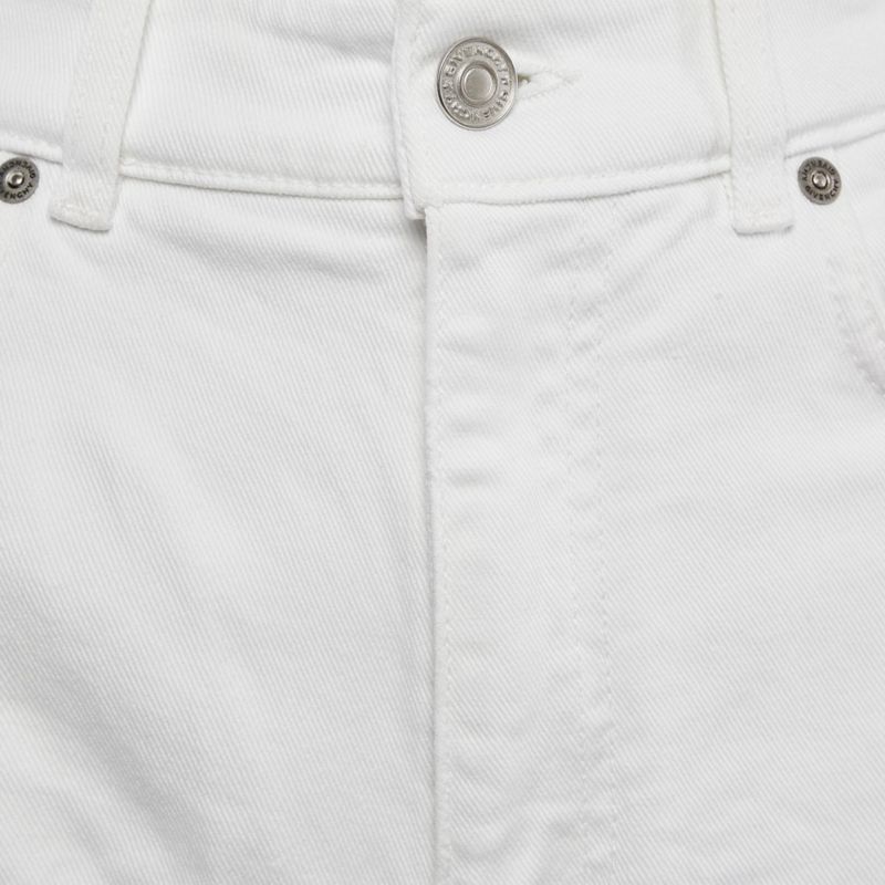 Women's White Denim Distress Pocket Detail Shorts