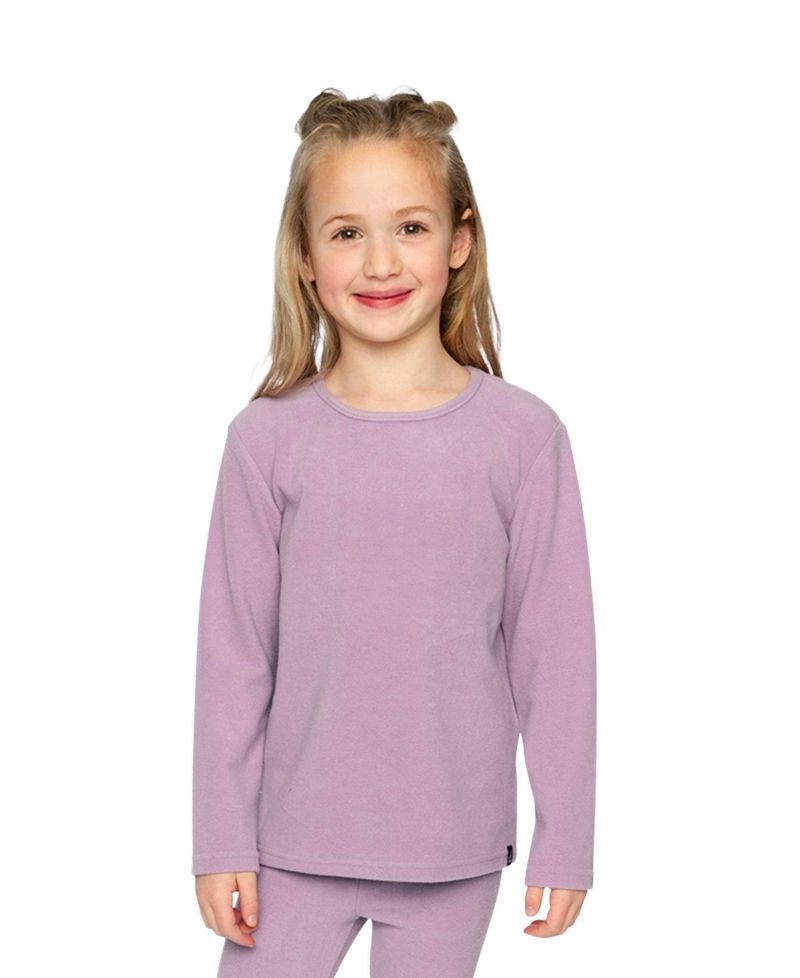 Little and Big Girl 6-14 Brushed Rib Crew Neck Top