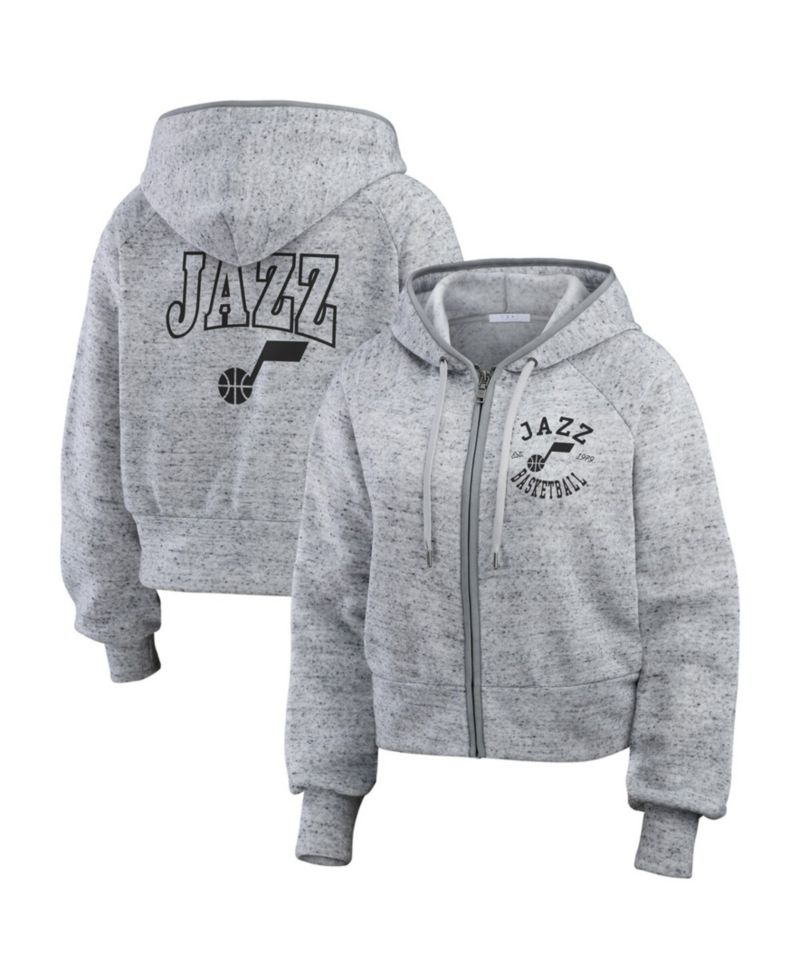 Women's Heather Gray Utah Jazz Speckled Radiator Full-Zip Hoodie