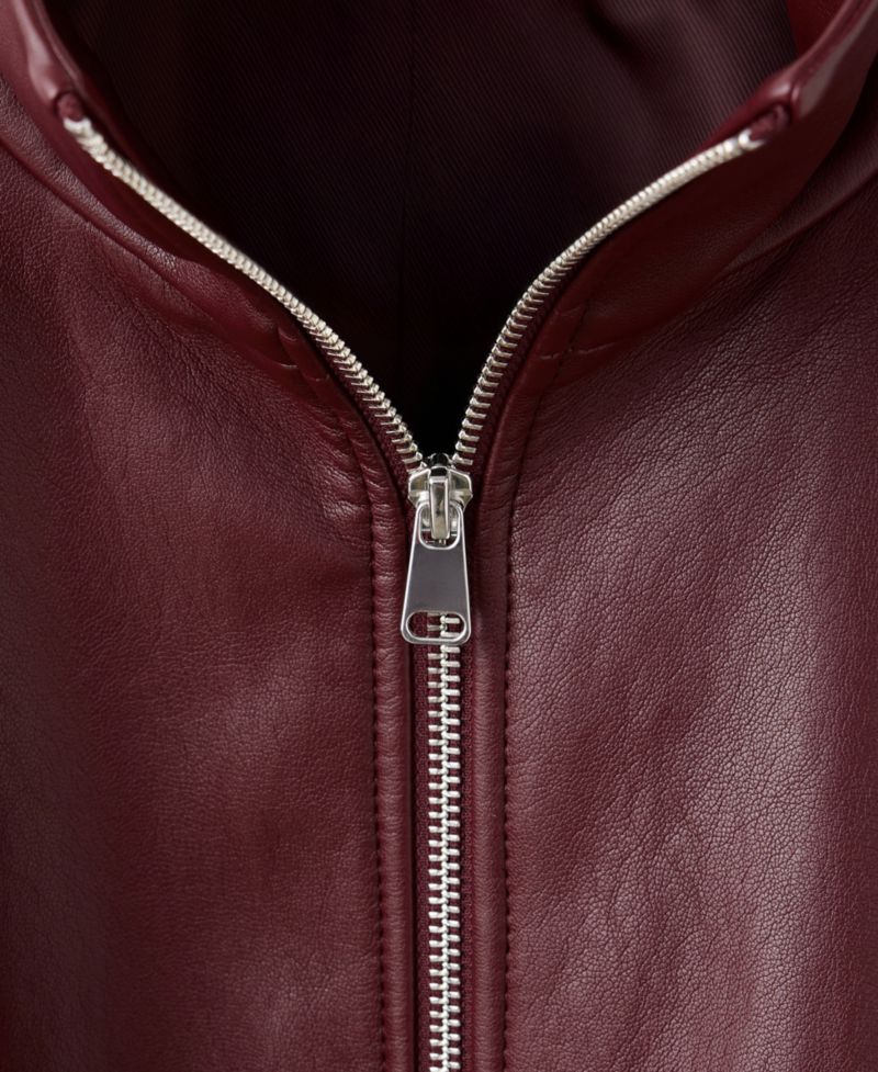Women's Faux Leather Funnel Neck Jacket