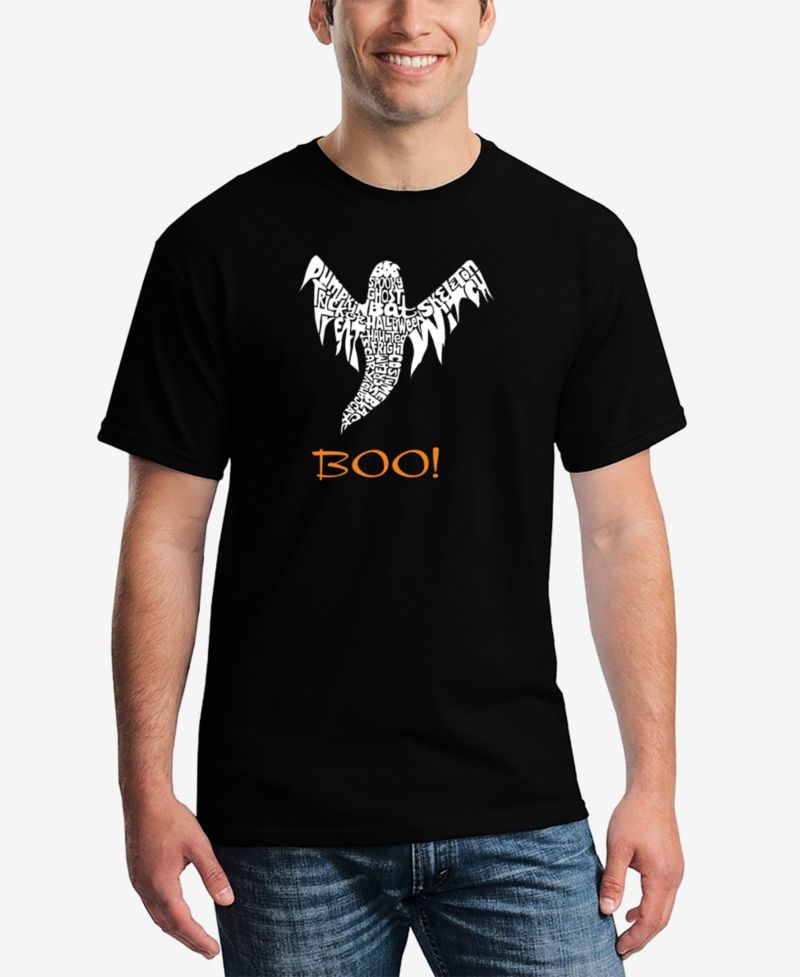 Men's Halloween Ghost Printed Word Art T-shirt