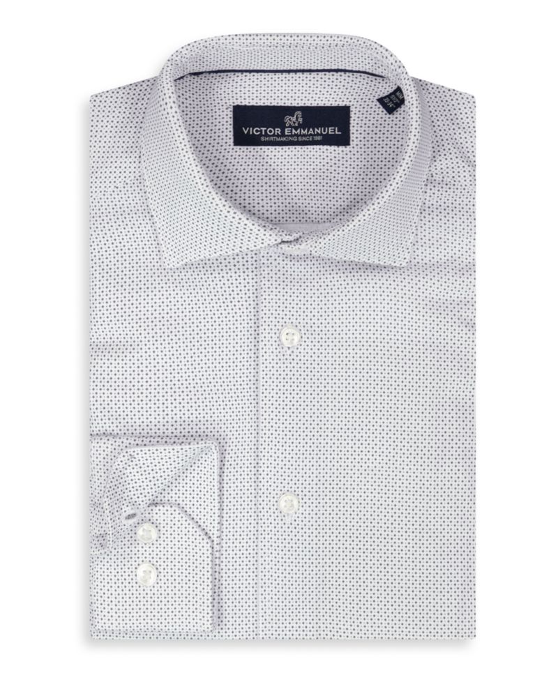 Men's Geometric Print Spread Collar Dress Shirt