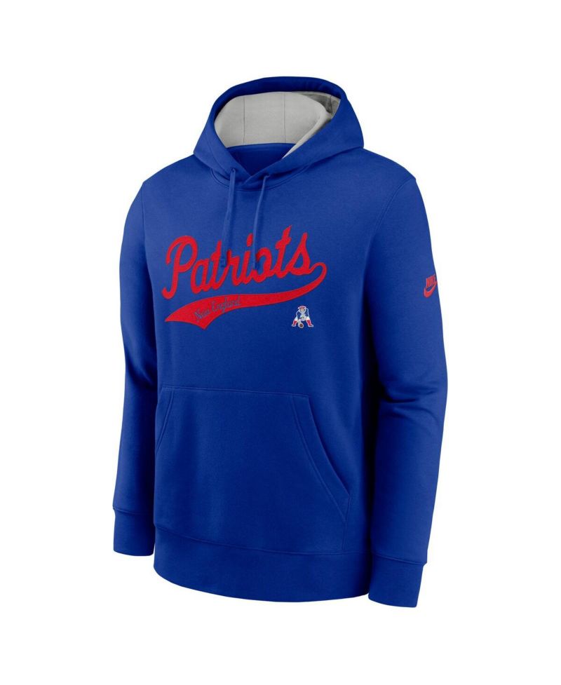 Men's Royal New England Patriots Rewind Club Logo Pullover Hoodie