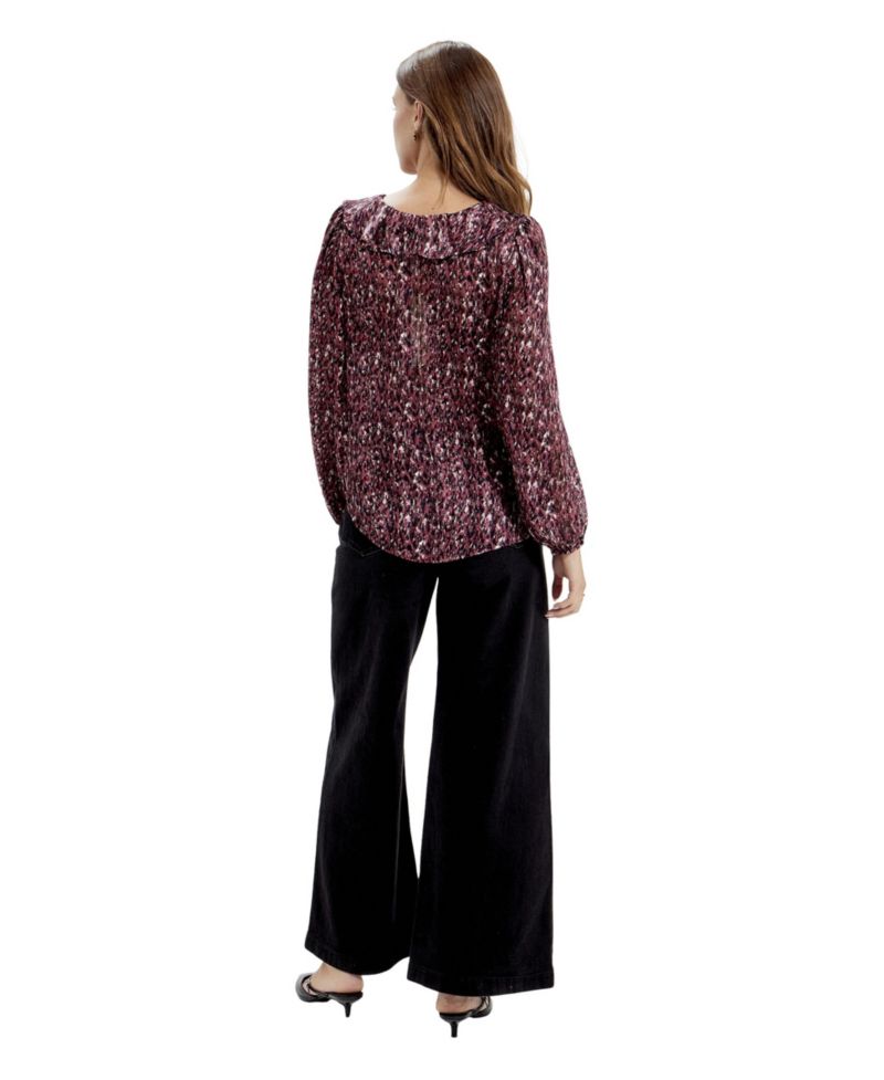 Women's Trinity Printed V-Neck Long-Sleeve Chiffon Blouse