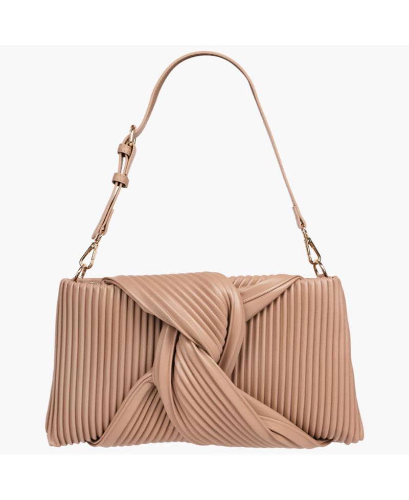 Pleated Knot Clutch with Shoulder Strap