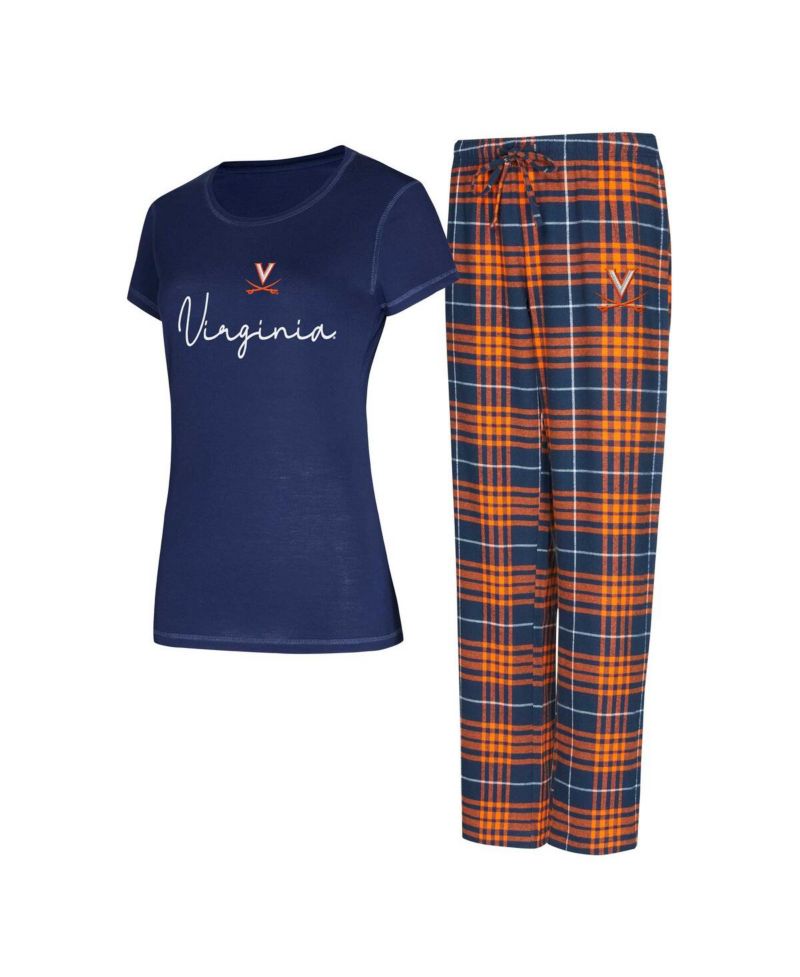 Women's Navy Virginia Cavaliers Vector T-Shirt Flannel Pants Sleep Set