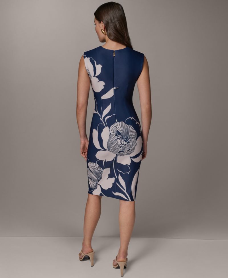 Women's Sleeveless Floral Print Knee-Length Sheath Dress