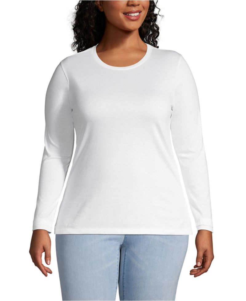 Plus Size Supima Cotton Long Sleeve Crewneck T-Shirt