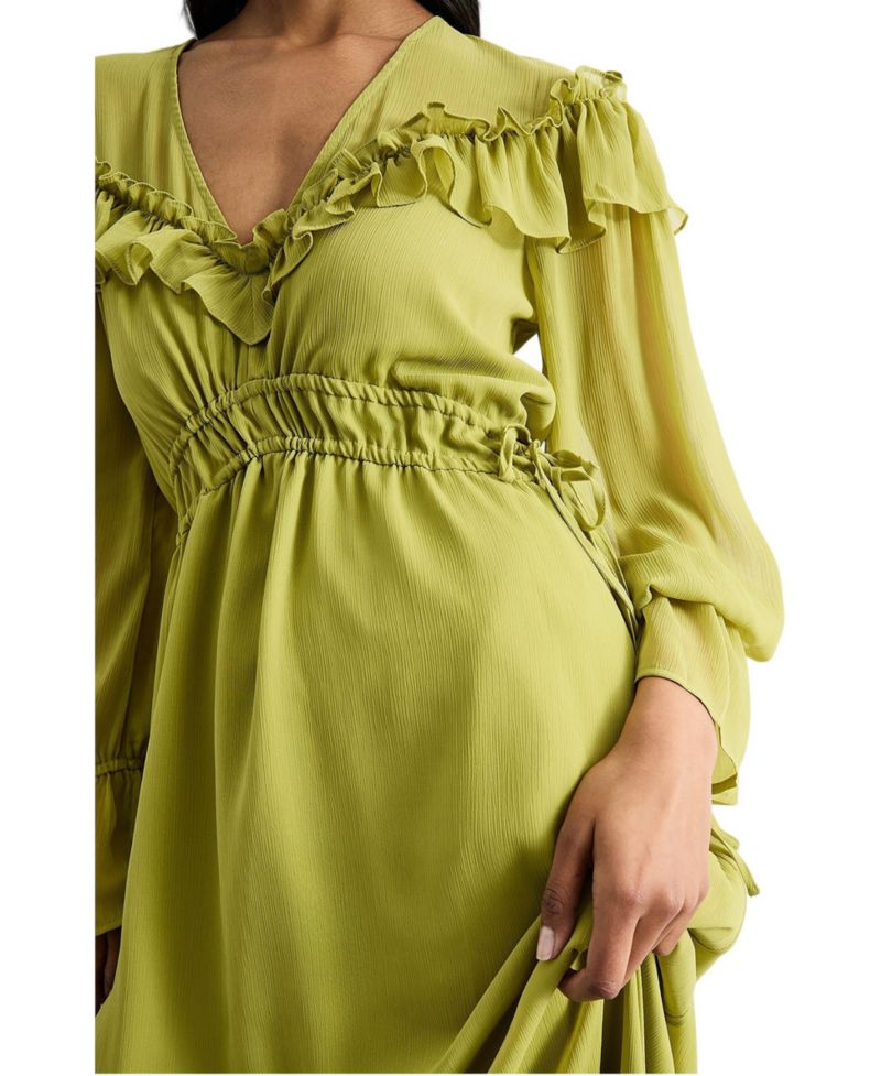 Women's Ruffle Shoulder Detail Boho Maxi Dress