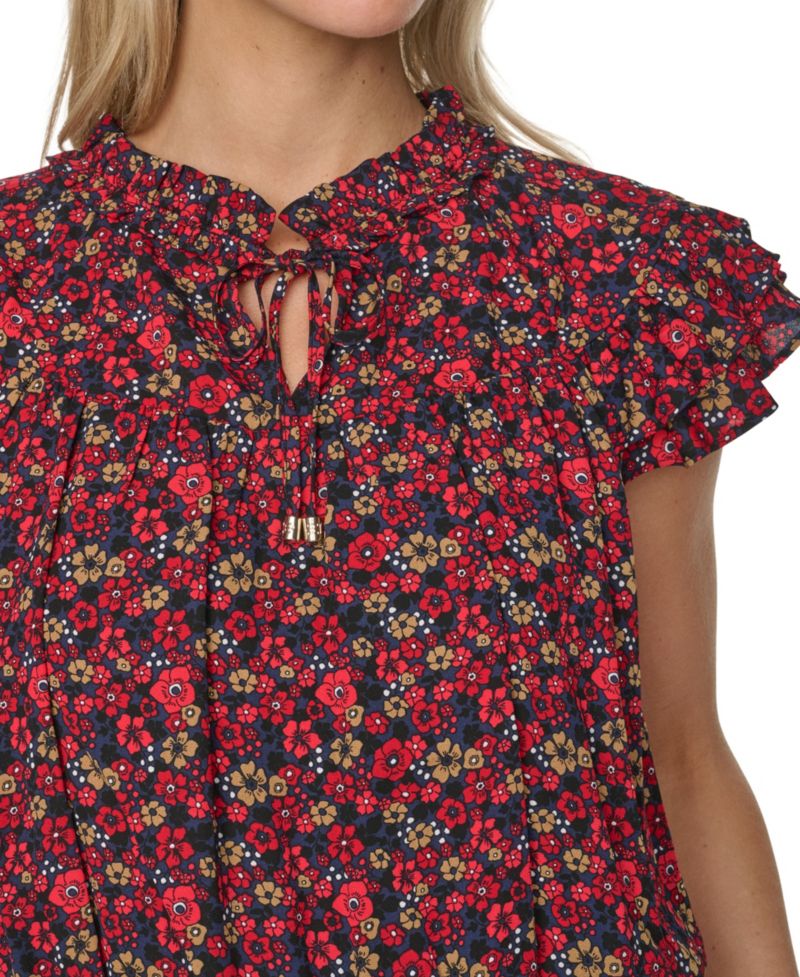 Women's Peplum Flutter-Sleeve Pull-On Blouse