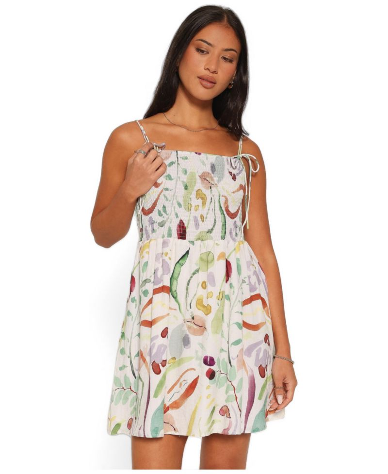 Women's Gresha Square-Neck Smocked Sleeveless Mini Dress