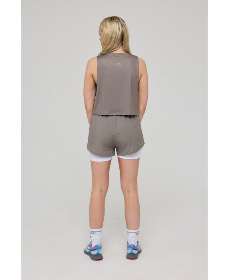 Women's Elite 2 in 1 Running Shorts - Khaki