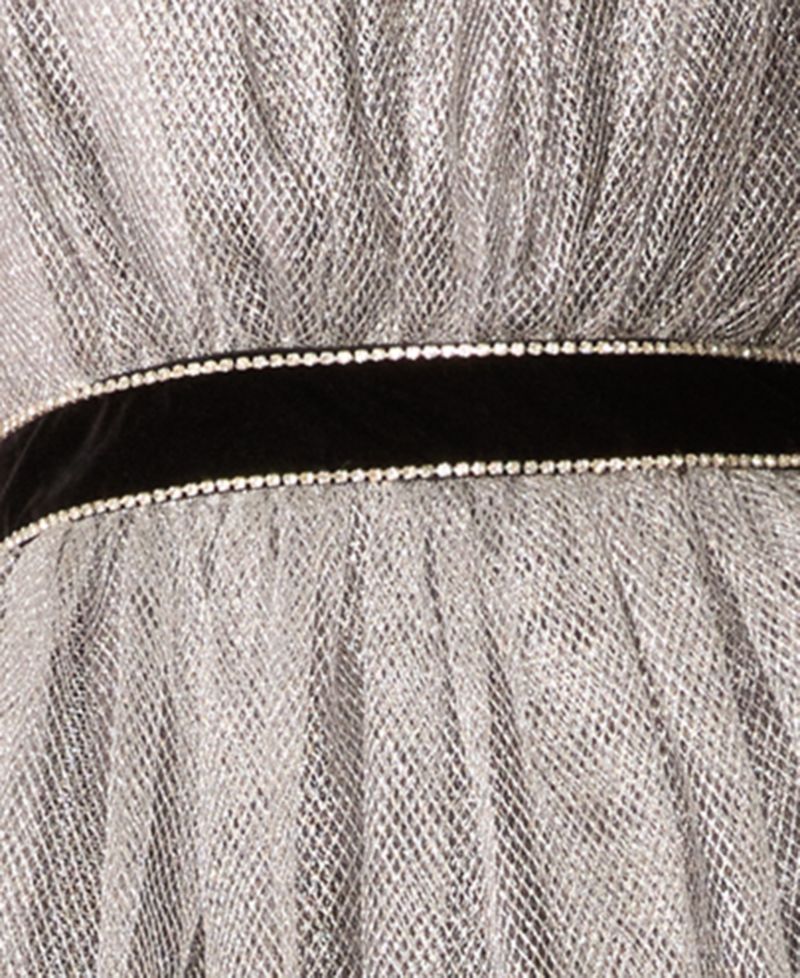 x Paris Hilton Juniors' Halter Open-Back Glittering Tulle Mini Dress