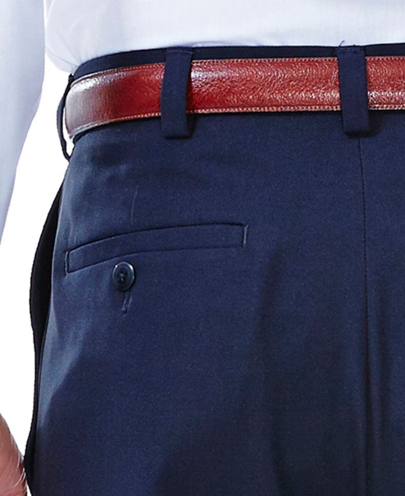 Men's ECLO Stria Classic Fit Pleated Hidden Expandable Waistband Dress Pants