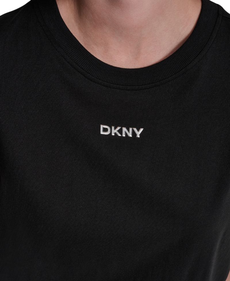 Women's Metallic Bubble Logo Drop Shoulder Pull-On T-Shirt