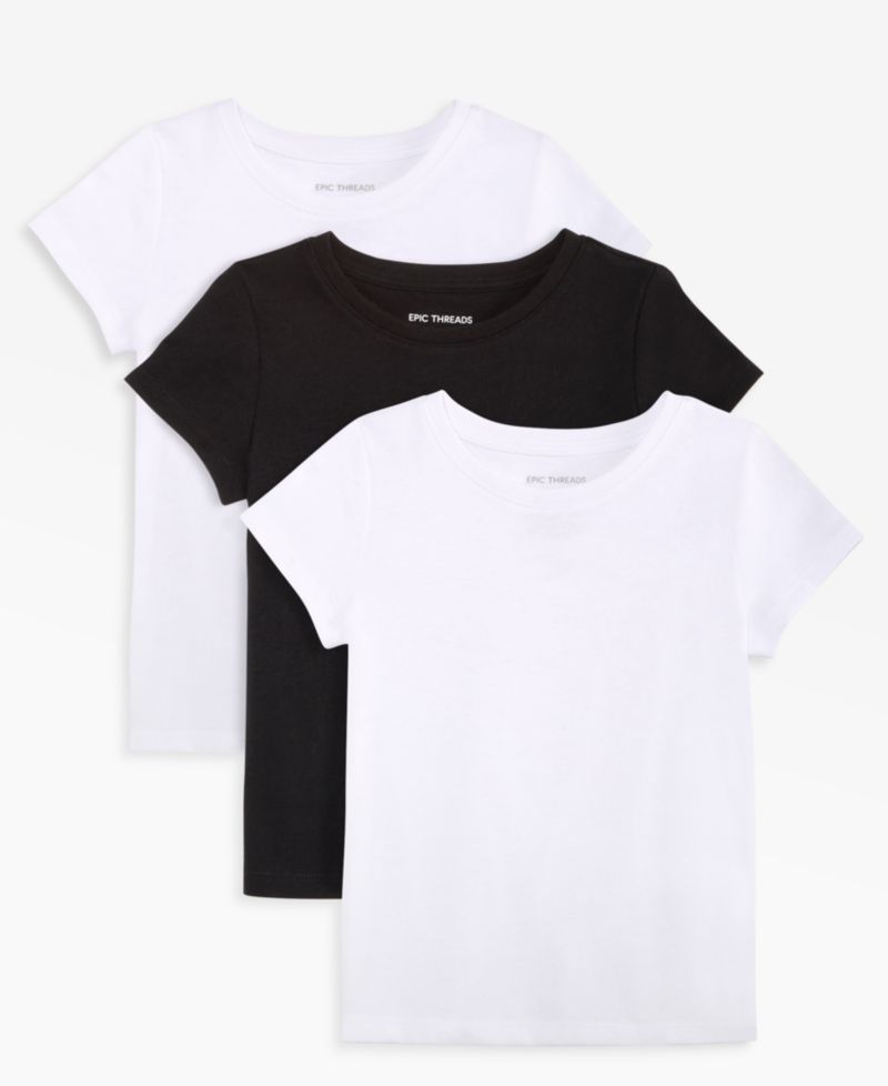 Baby Girls' 3-Pack Short-Sleeve Cotton-Blend T-Shirts