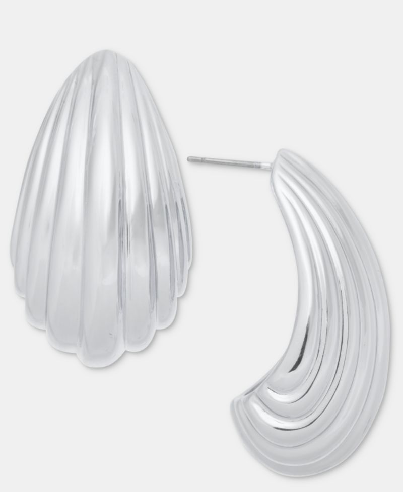 Textured J-Hoop Earrings
