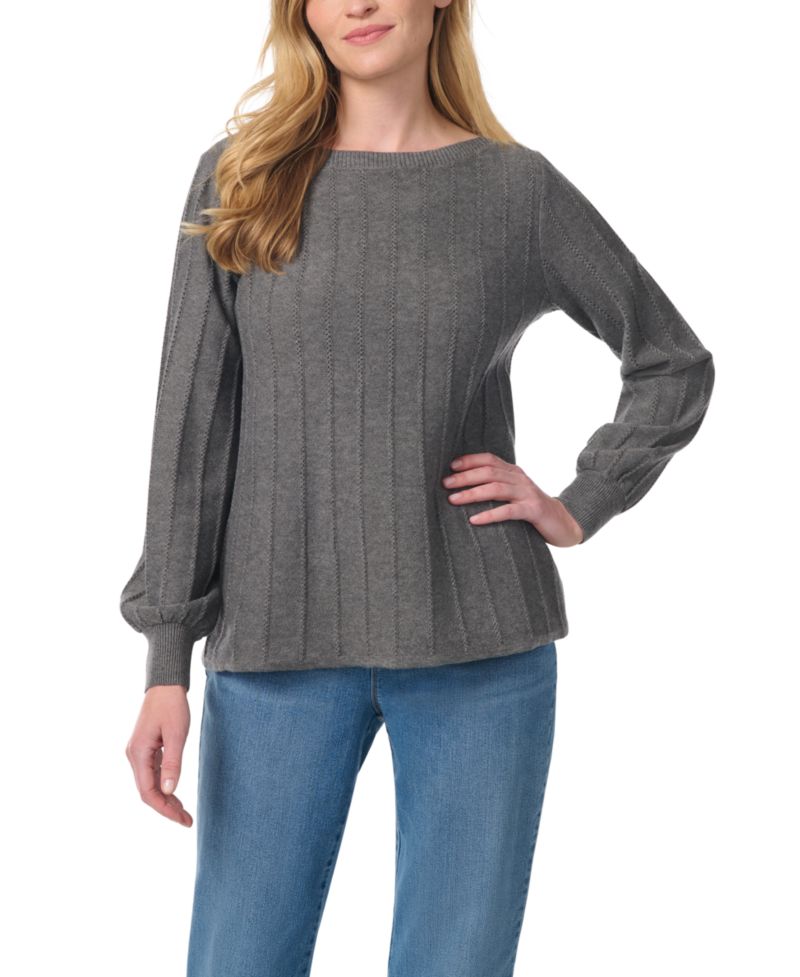 Women's Thelma Ribbed-Knit Boat Neck Loose-Fit Sweater