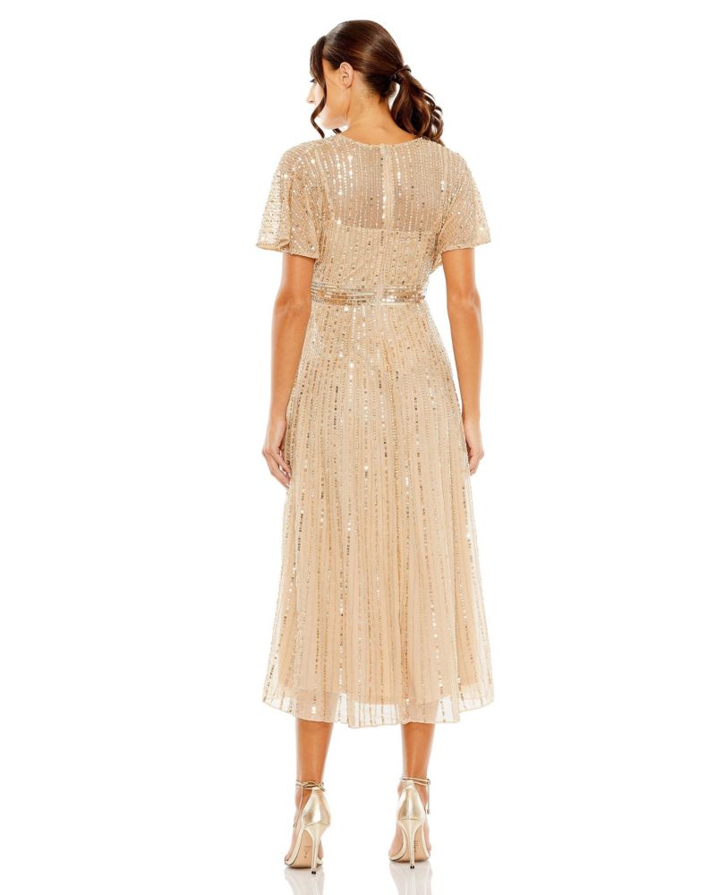 Women's A Line Embellished Short Sleeve Dress