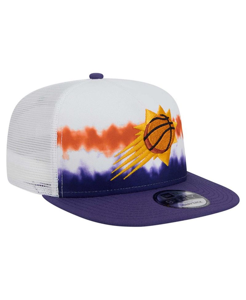 Men's White/Purple Phoenix Suns Dip-Dye 9FIFTY A-Frame Trucker Snapback Hat