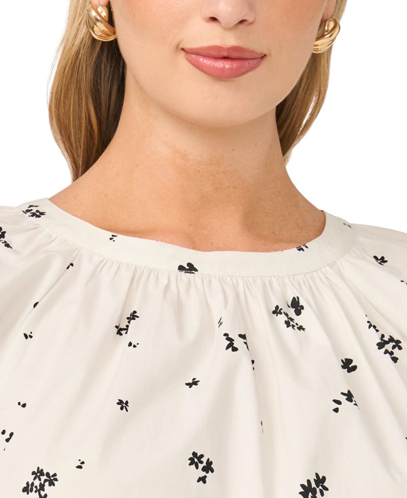 Women's Embroidered Flutter-Sleeve Top
