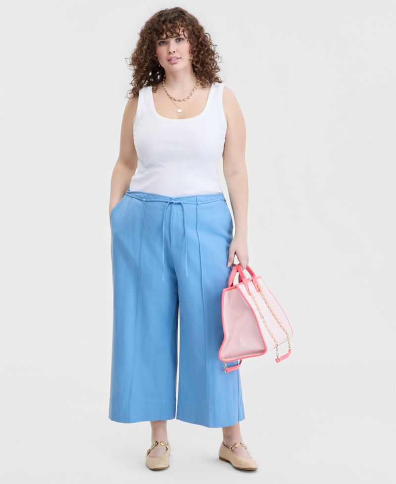 Trendy Plus Size Cropped Wide-Leg Pants